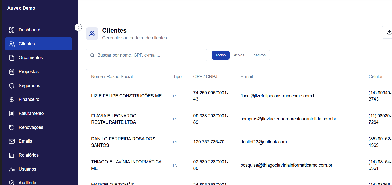 Lista de clientes