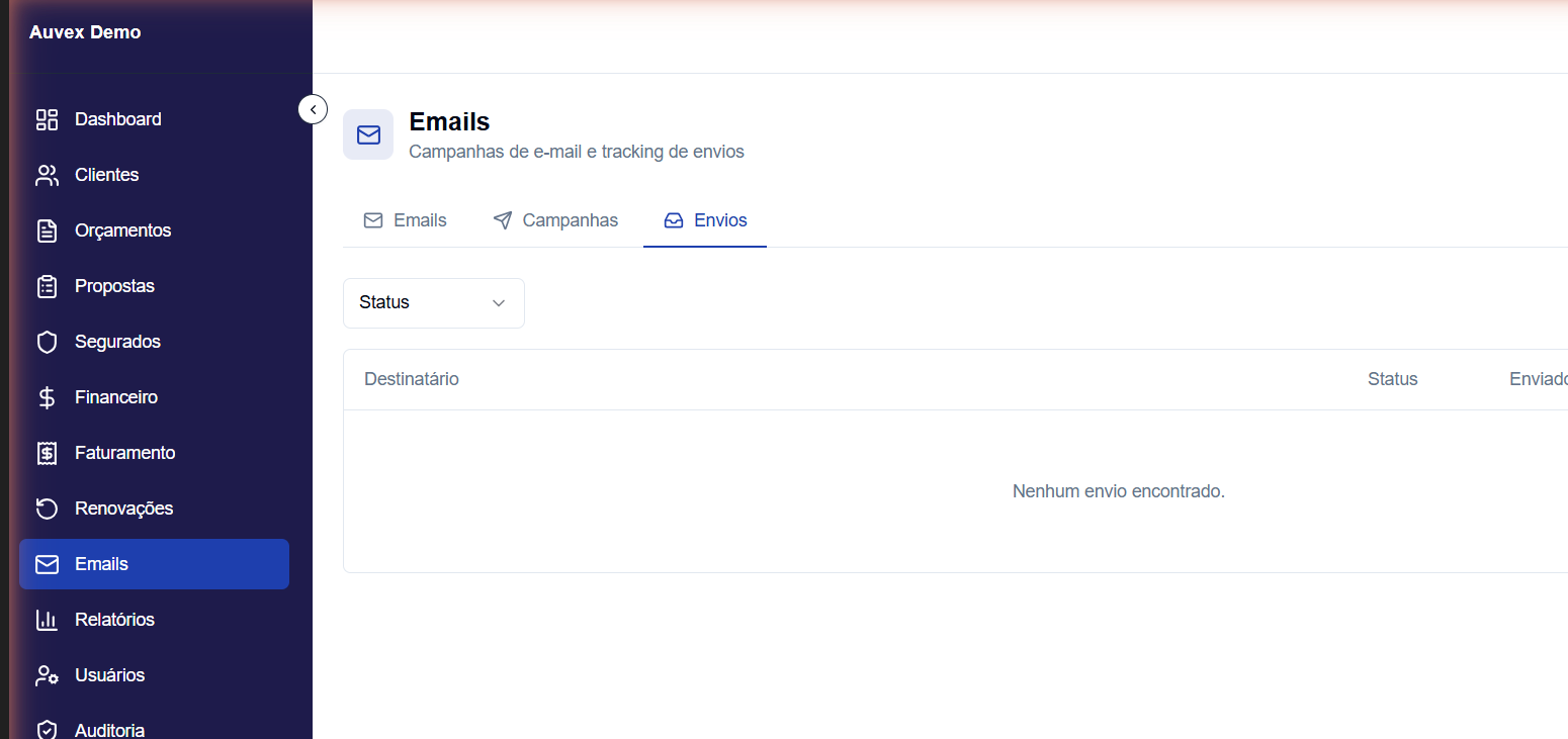 Métricas e envios de email