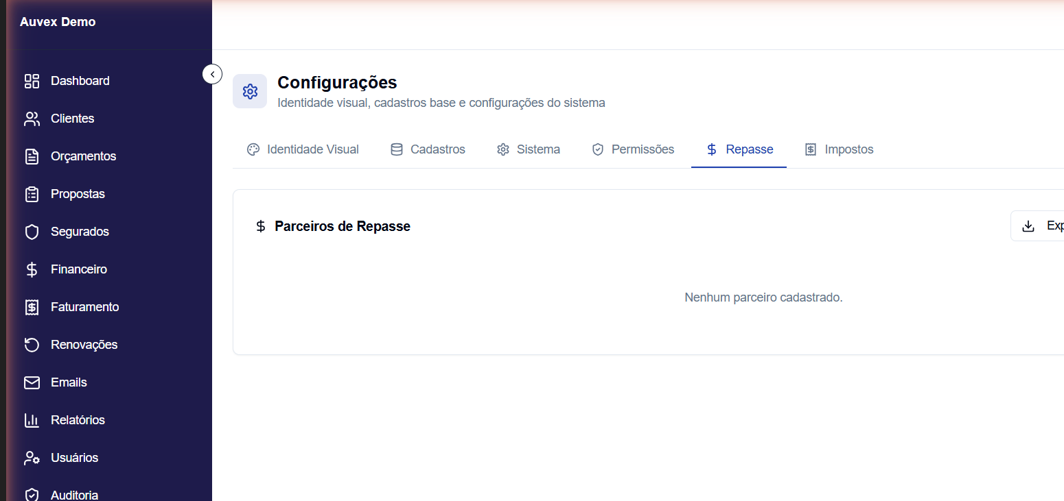 Cadastro de parceiro de repasse
