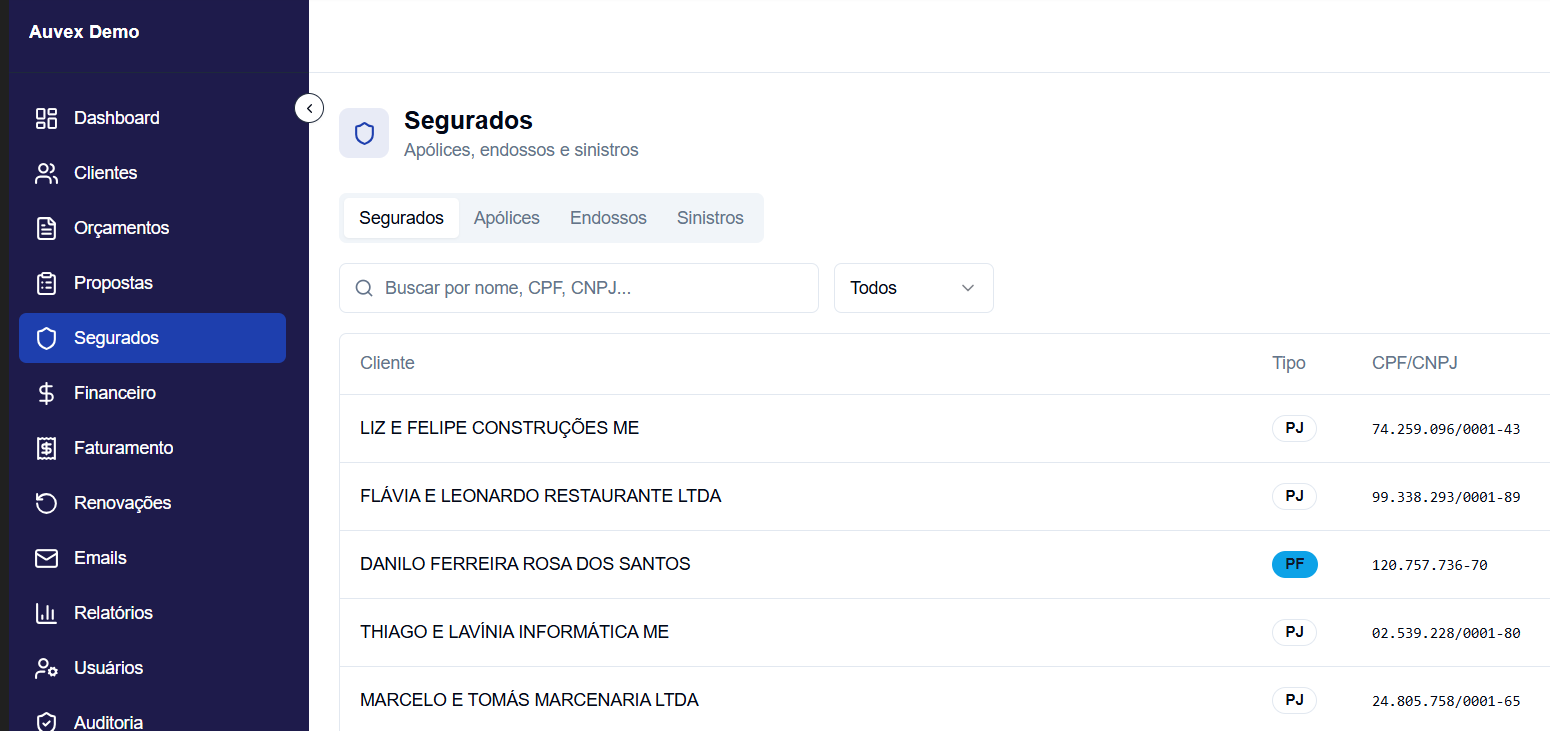 Visão consolidada do estipulante